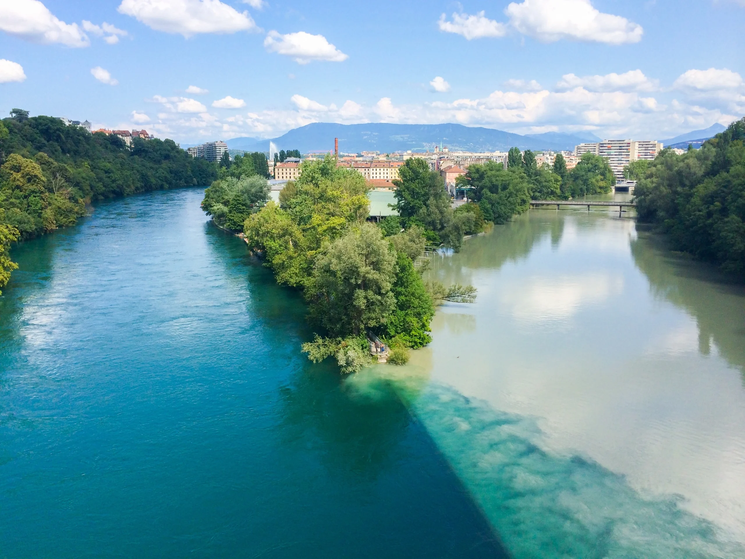 Jonction entre le Rhône et l'Arve
