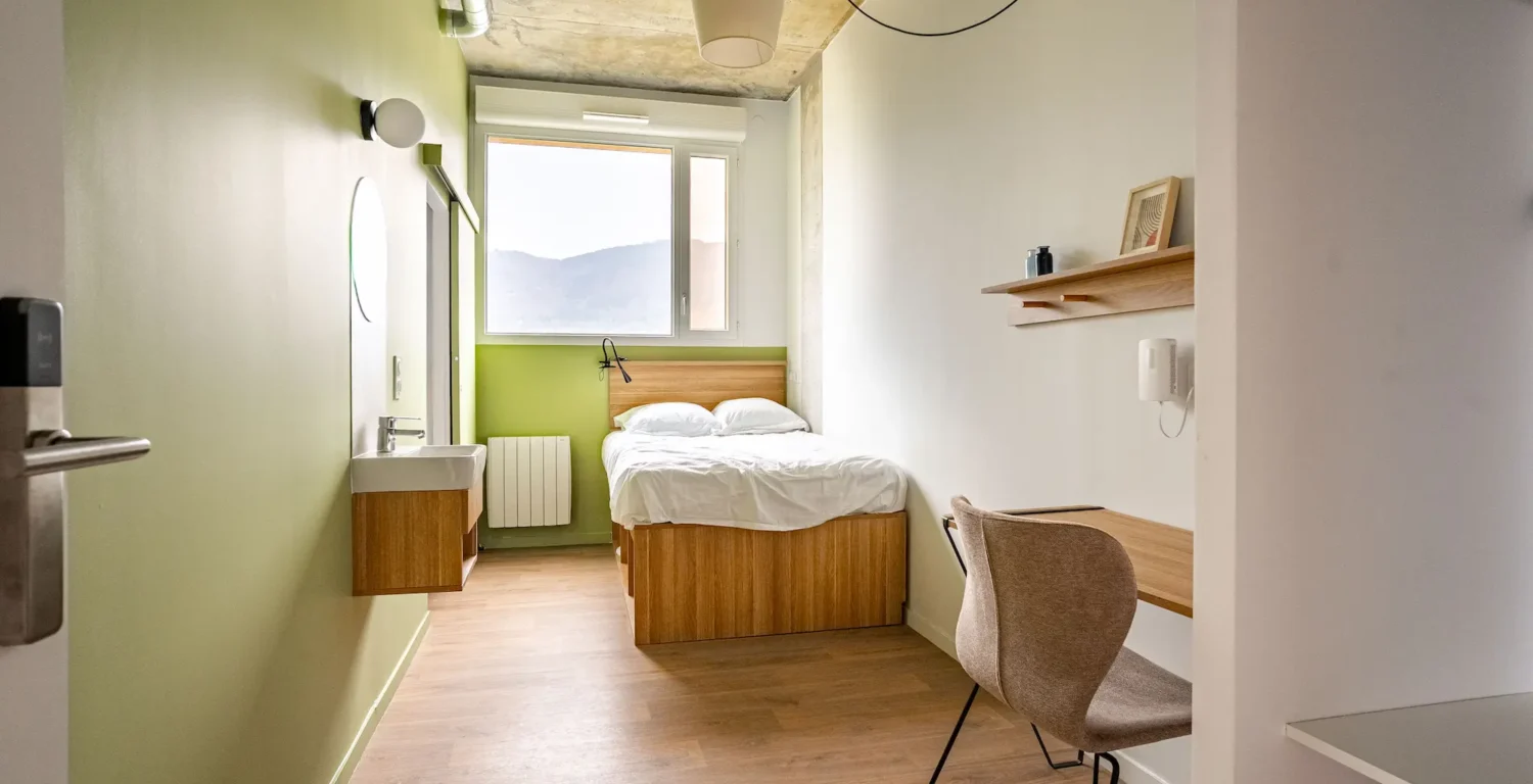 mini studio étudiant en colocation à Genève Archamps résidence Ecla avec aménagement fonctionnel