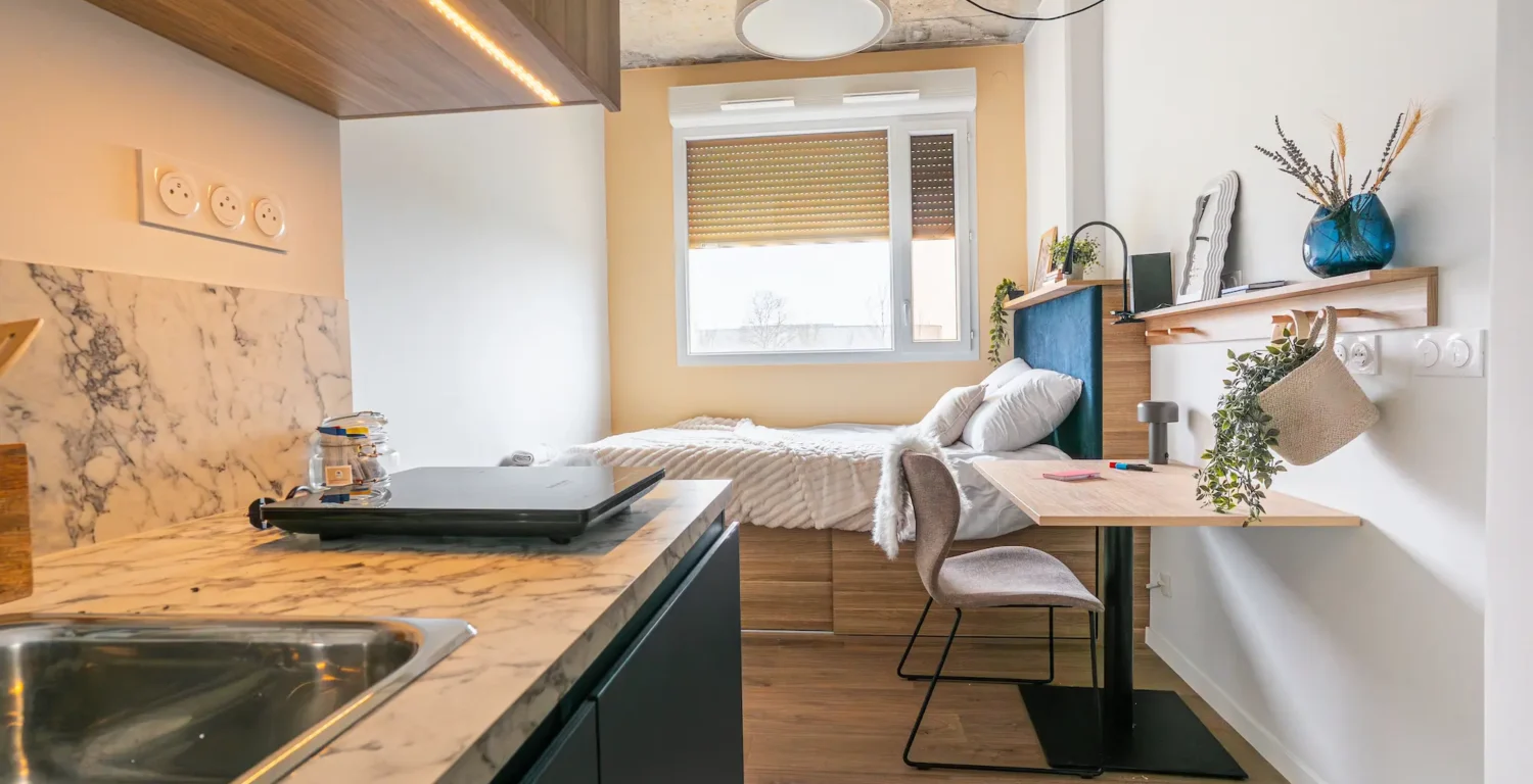 mini studio meublé à Genève Archamps dans la résidence Ecla avec espace de vie fonctionnel